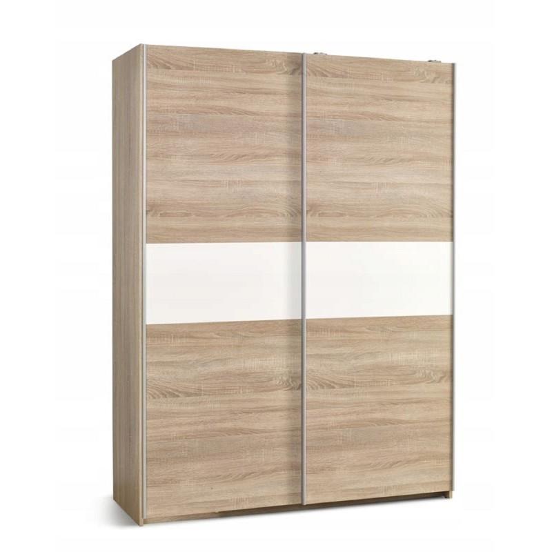 Armoire 2 Portes Coulissantes 153 X 58 X 210 Cm - Chêne Sonome/Blanc