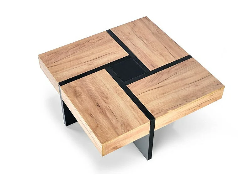 Table basse aspect chêne 100 x 100 x 47 cm - Chêne artisanal