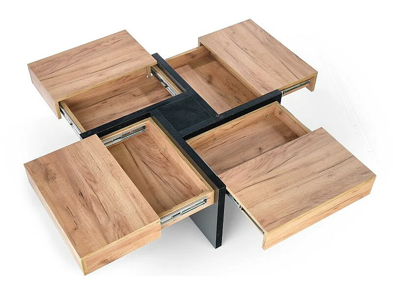 Table basse aspect chêne 100 x 100 x 47 cm - Chêne artisanal