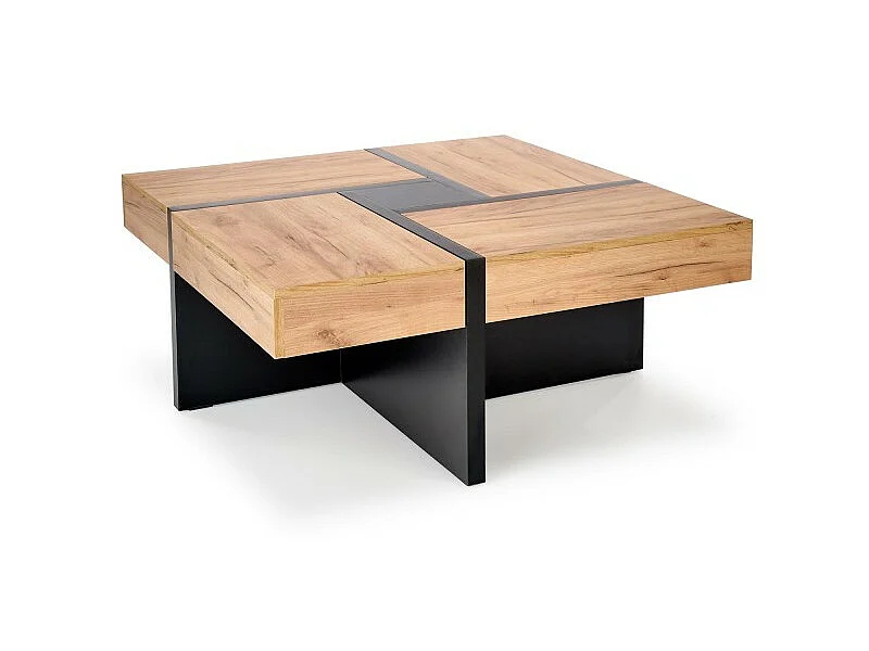 Table basse aspect chêne 100 x 100 x 47 cm - Chêne artisanal