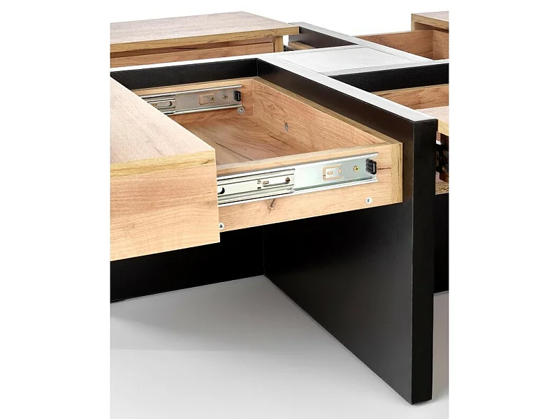 Table basse aspect chêne 100 x 100 x 47 cm - Chêne artisanal