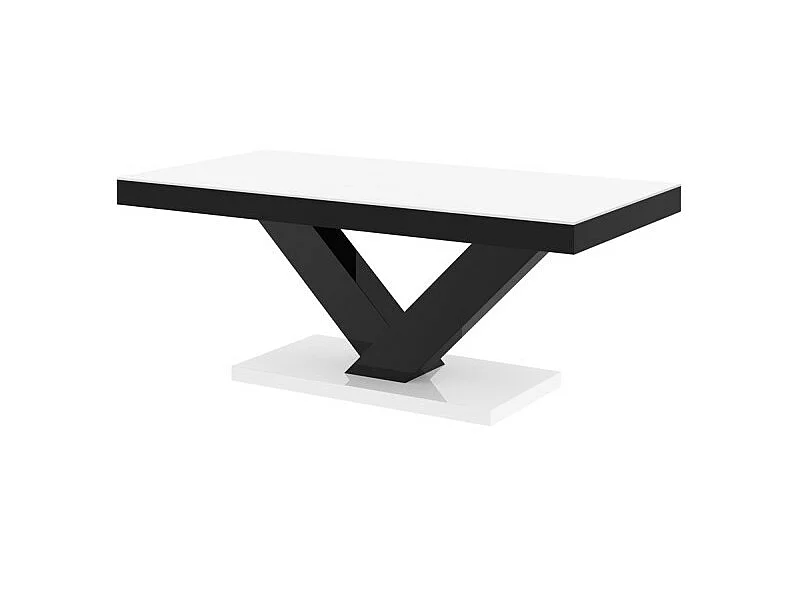Table basse design laquée 120 x 60 x 49 cm - Blanc/Noir