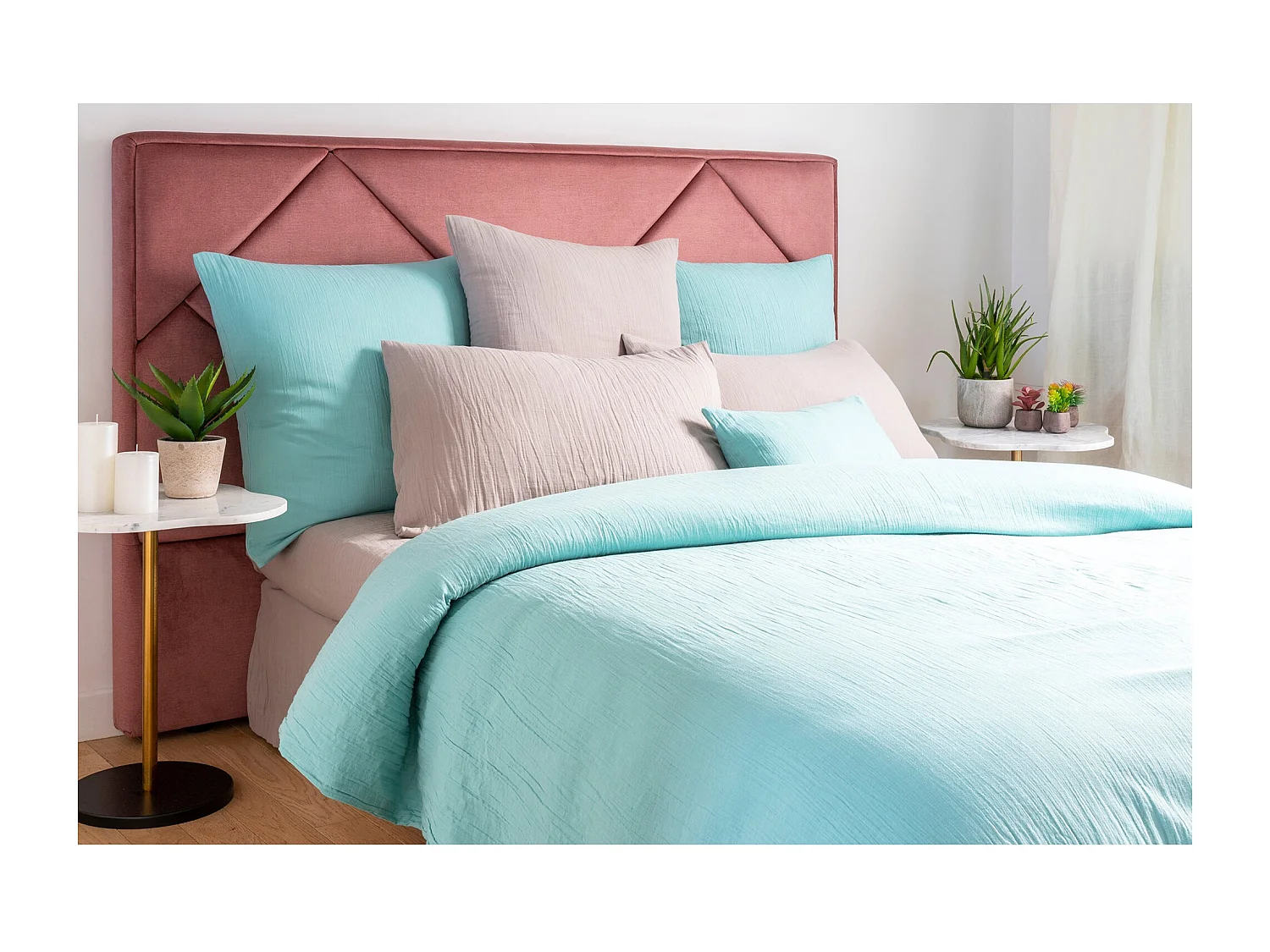 Lot de 2 coussins 100% gaze de coton 30x50cm