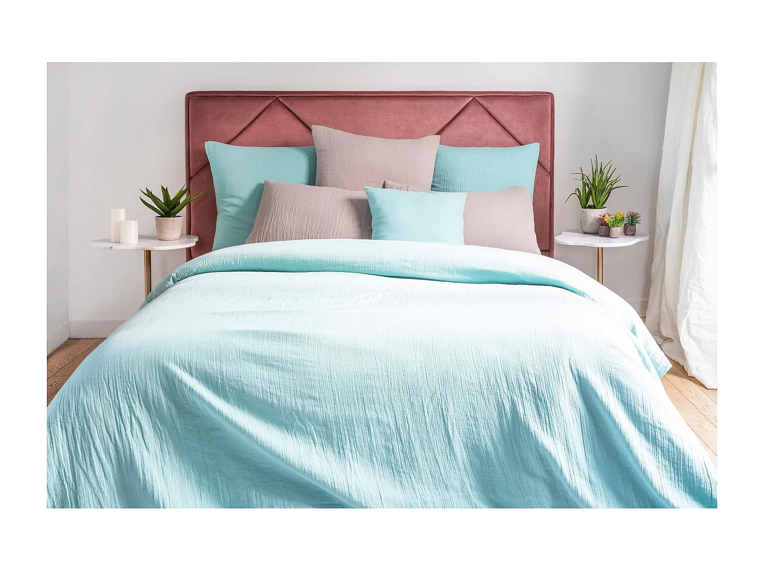 Lot de 2 coussins 100% gaze de coton 30x50cm