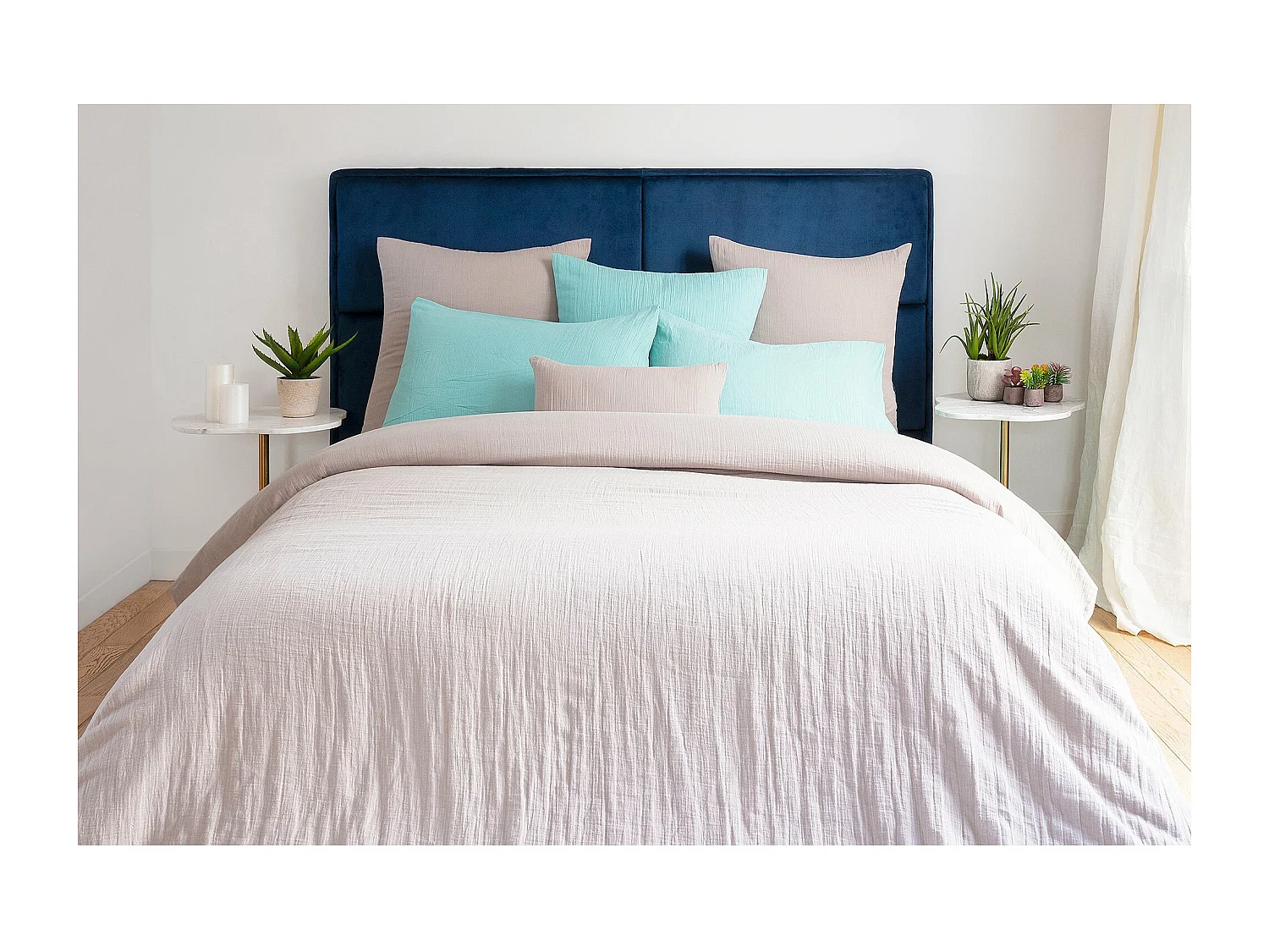 Lot de 2 coussins 100% gaze de coton 30x50cm