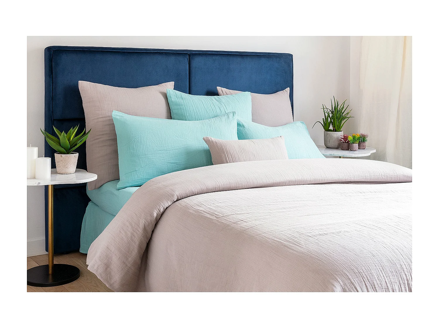 Lot de 2 coussins 100% gaze de coton 30x50cm