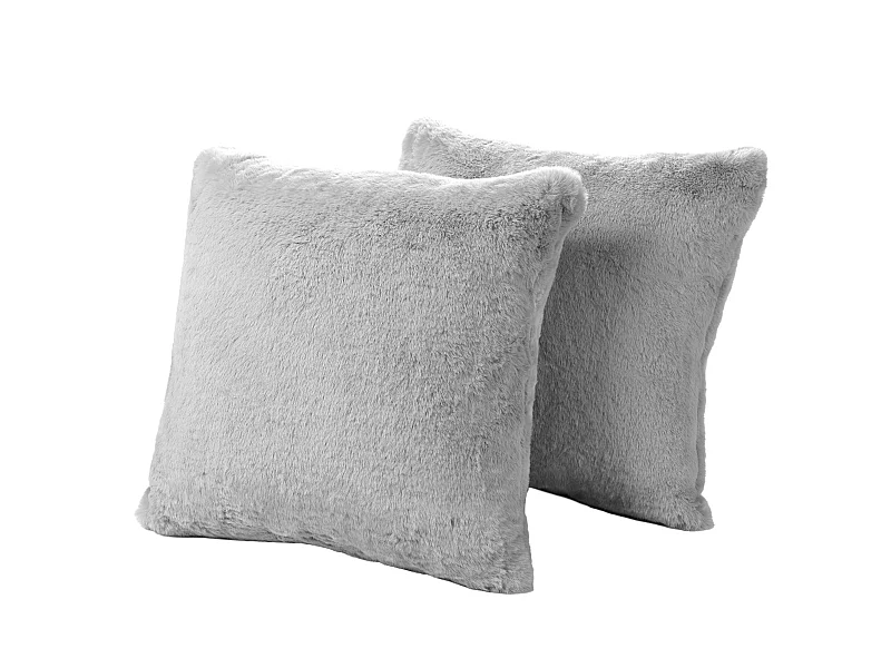 Lot de 2 coussins en fausse fourrure grise 45x45cm