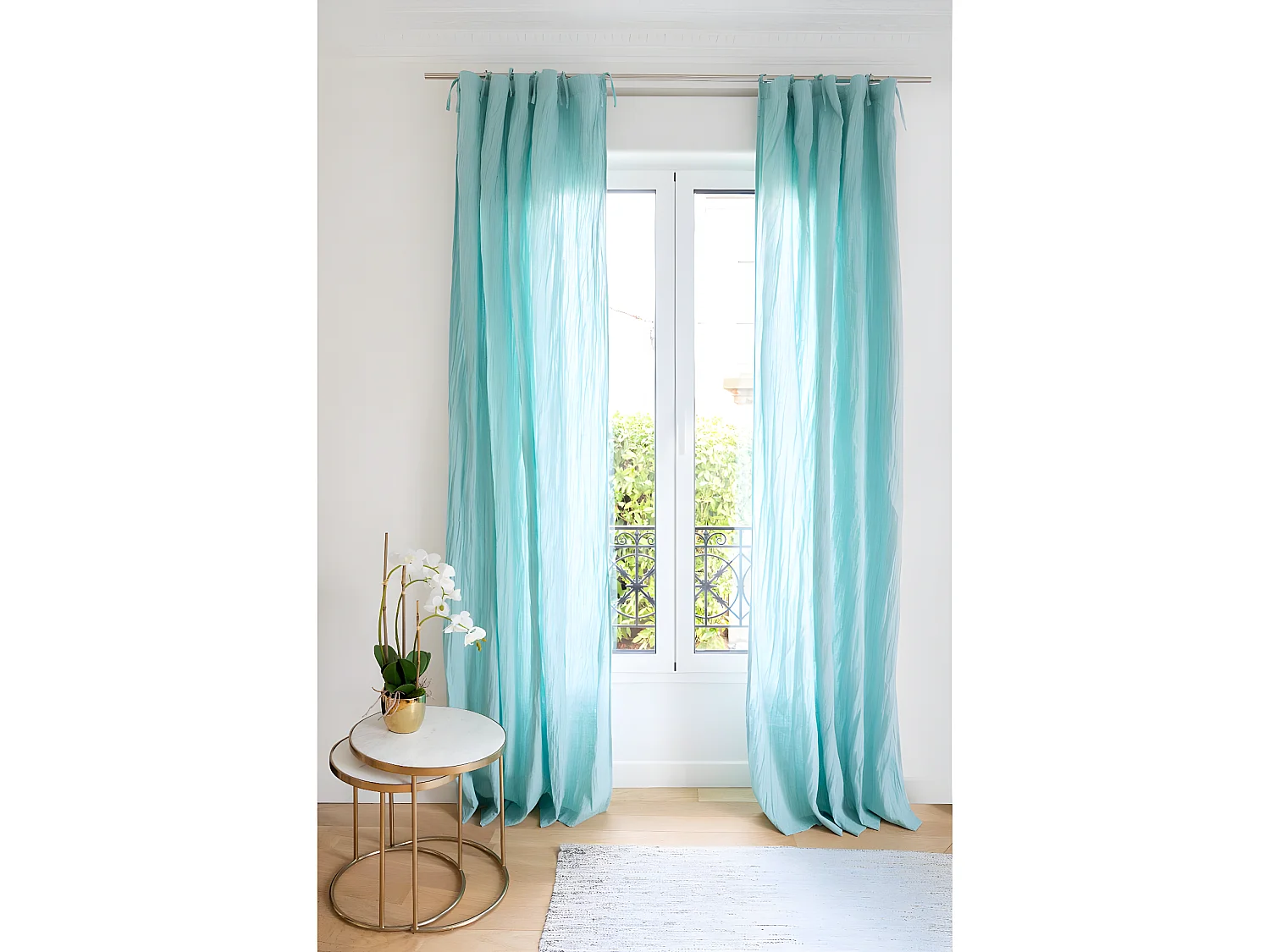 Lot de 2 rideaux 100% gaze de coton 140x260cm