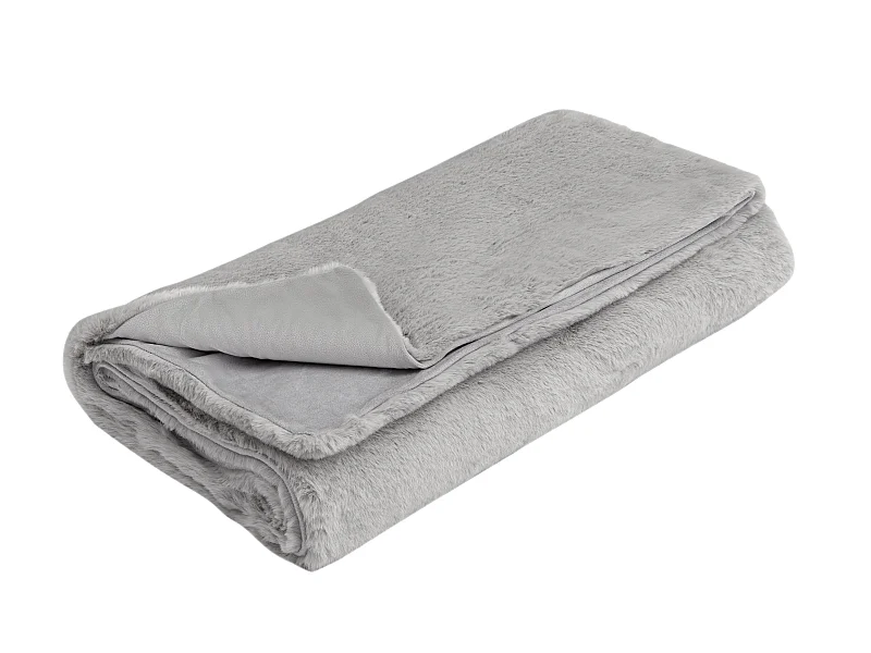 Jeté de canapé en fausse fourrure grise 125x150cm