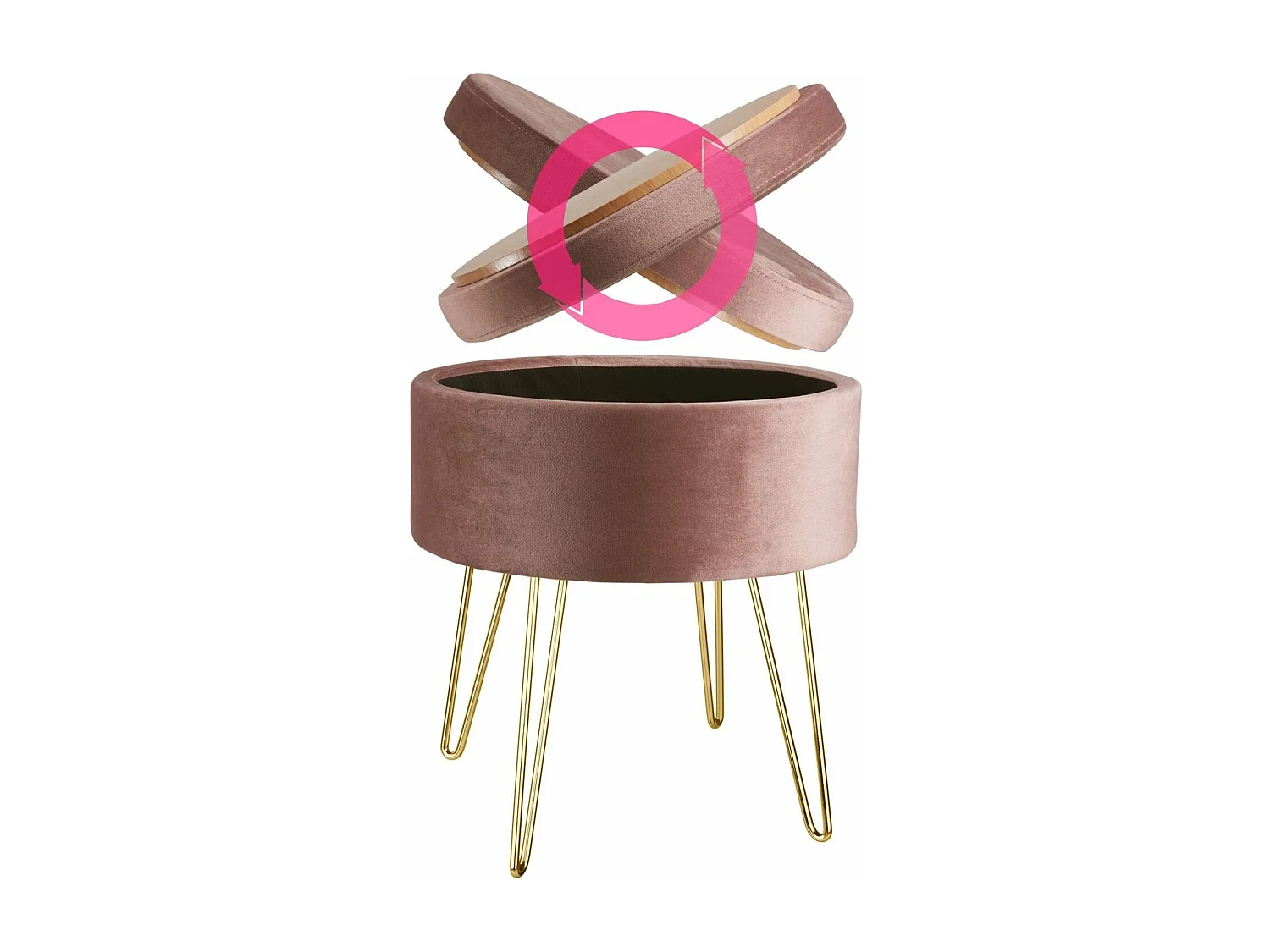 Tabouret siège pouf avec 37.5 x 37.5 x 44.5 cm 08_0000305