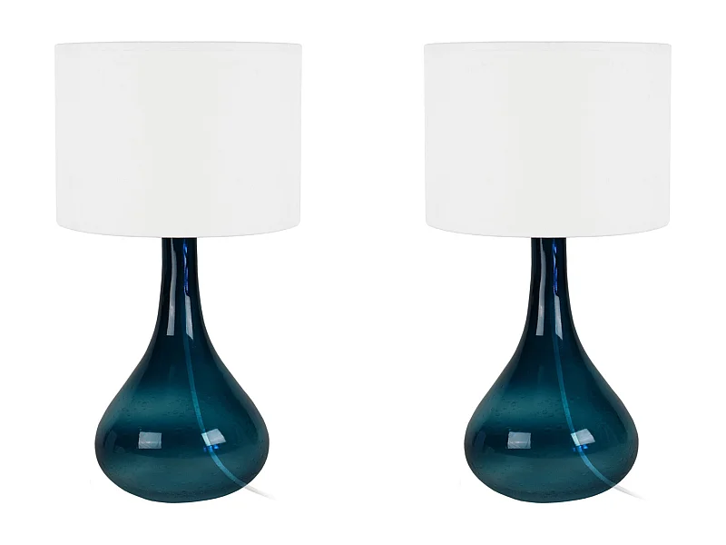 Pair de Lampes de chevet bouteille verre  vert 34 cm.