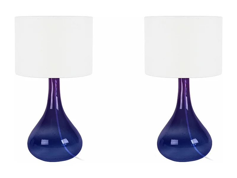Pair de Lampes de chevet bouteille verre  violet 34 cm.