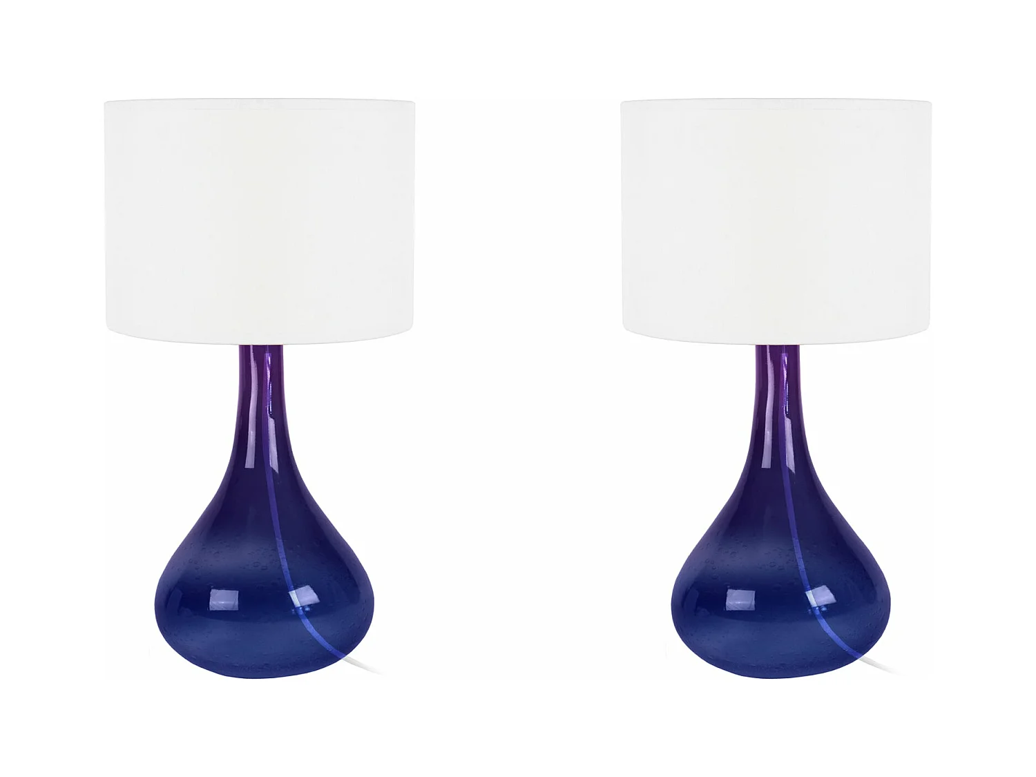Pair de Lampes de chevet bouteille verre  violet 34 cm.