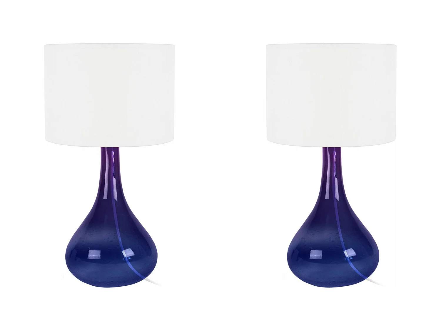 Pair de Lampes de chevet bouteille verre  violet. 34 cm.
