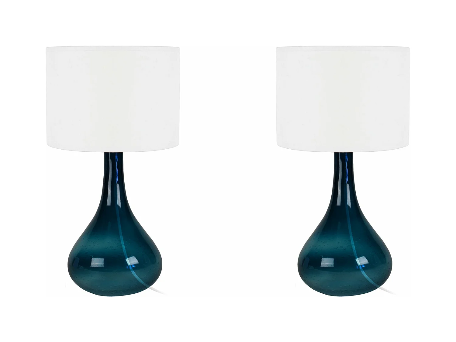 Pair de Lampes de chevet bouteille verre  vert. 34 cm.