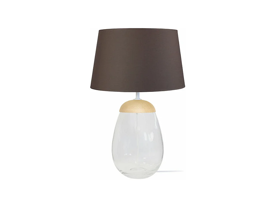 Lampe a poser ovale verre,bois naturel naturel,marron 46 cm.