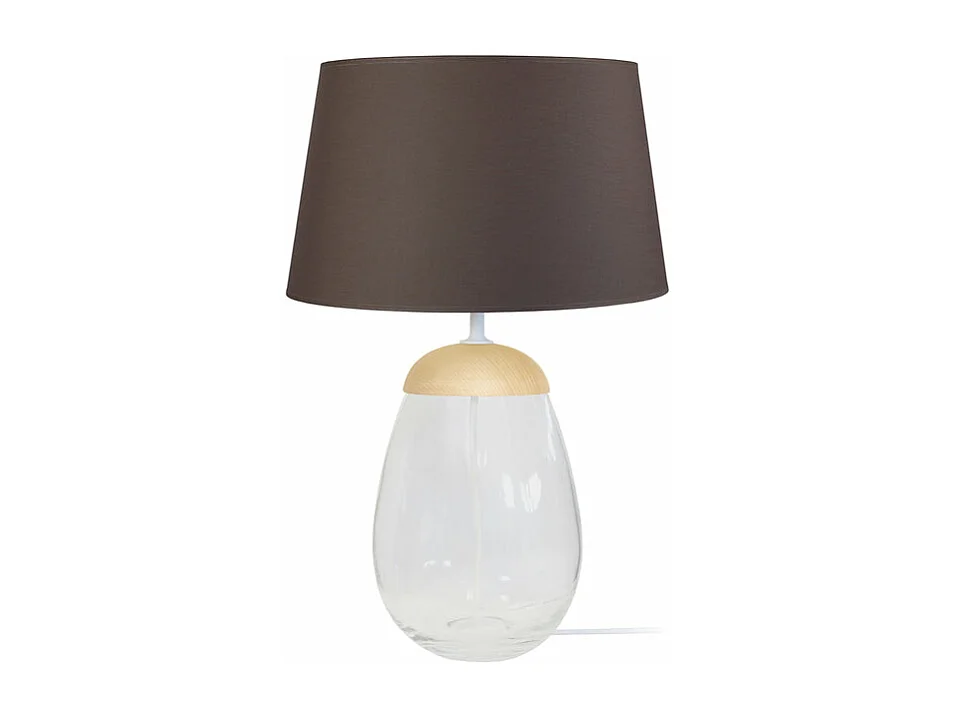 Lampe a poser ovale verre,bois naturel naturel,marron 46 cm.