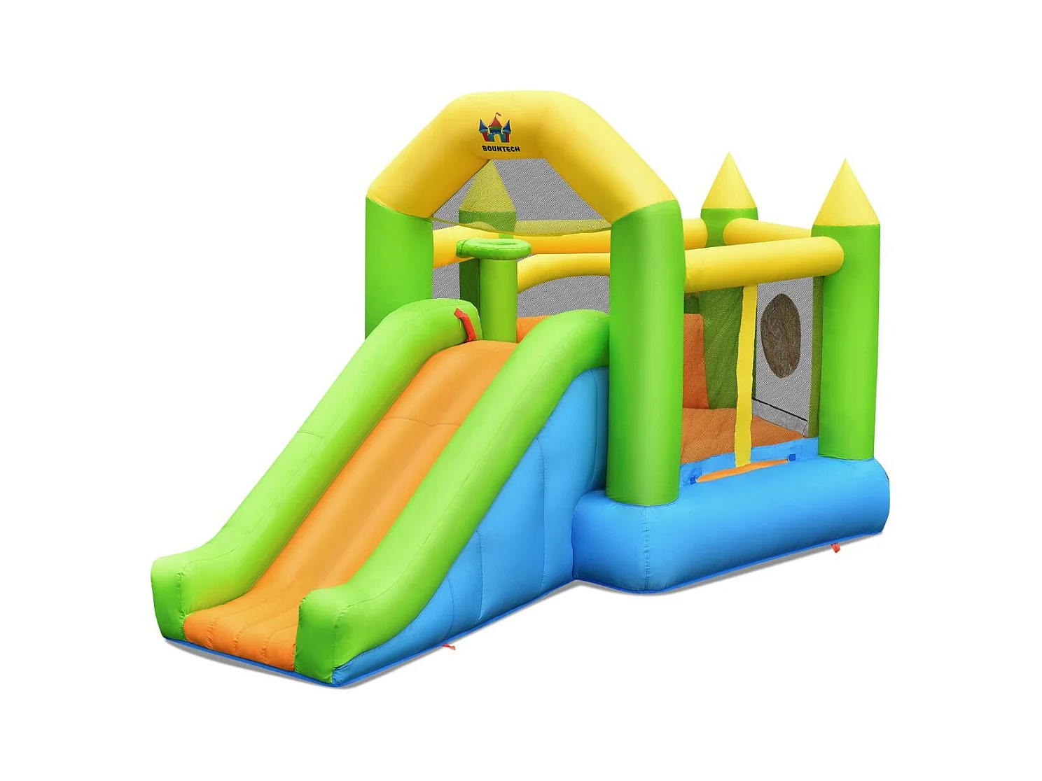 Château gonflable en forme de pentagone avec toboggan, pour 3 enfants de 3-10 ans(sans souffleur)