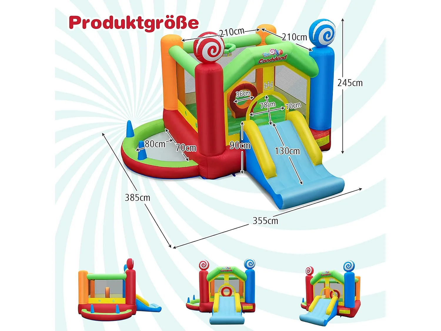 Château Gonflable avec Souffleur 680W, Maison de Saut Géante Intérieure Extérieure avec Toboggan