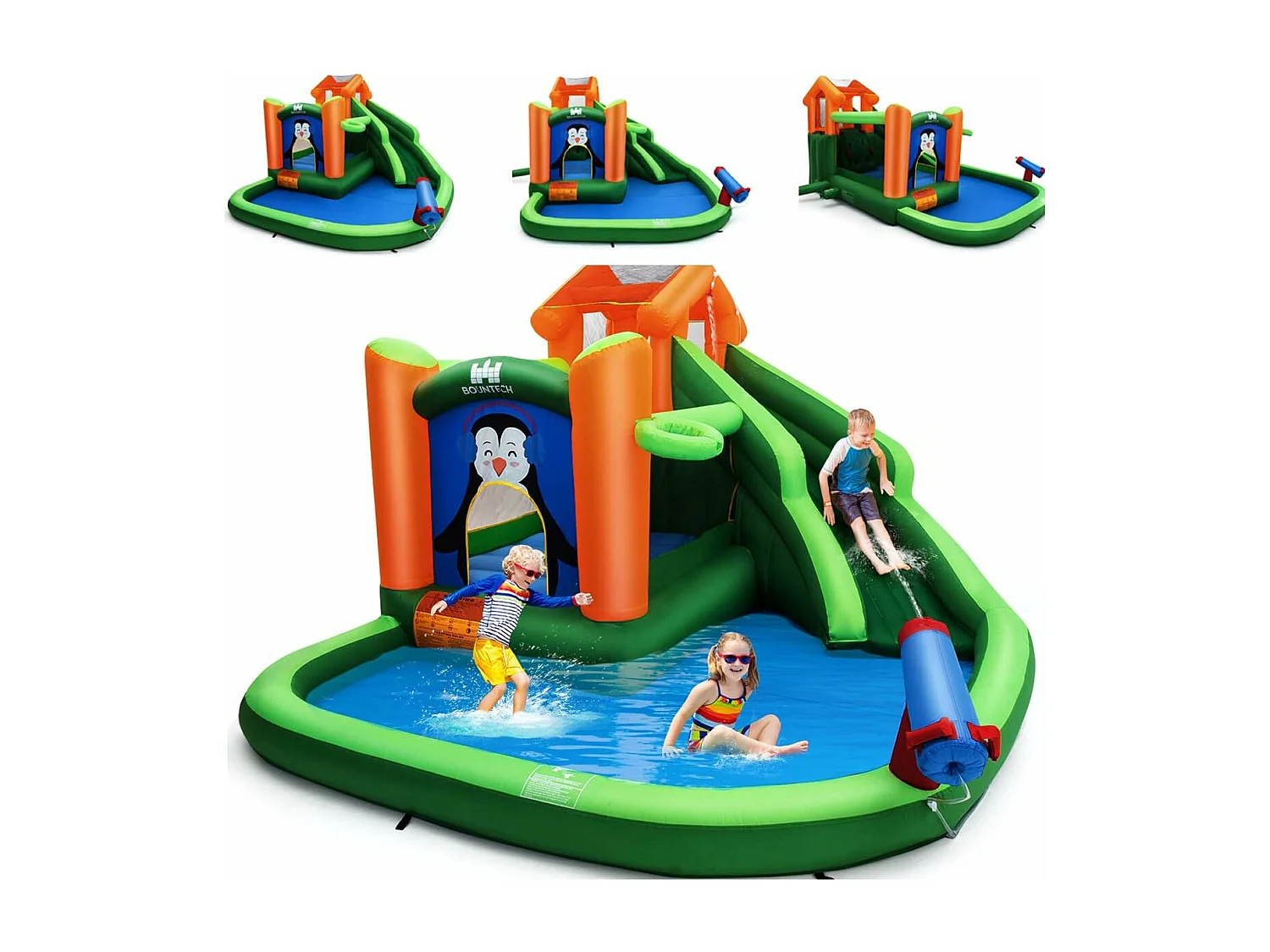 Château Gonflable avec Toboggans Aquatiques