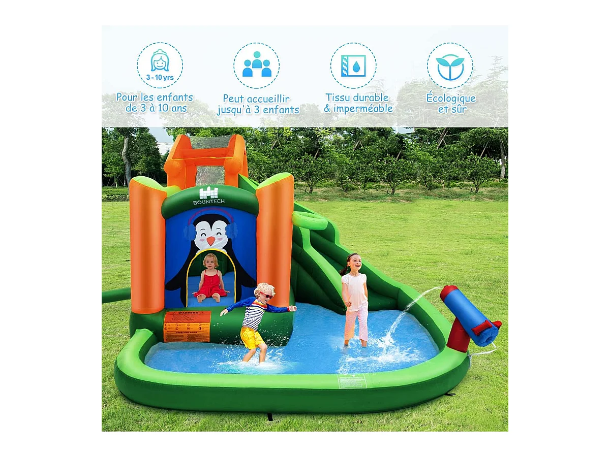 Château Gonflable avec Toboggans Aquatiques