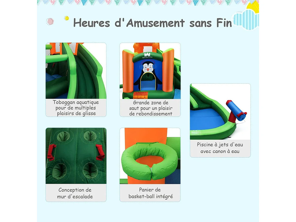 Château Gonflable avec Toboggans Aquatiques