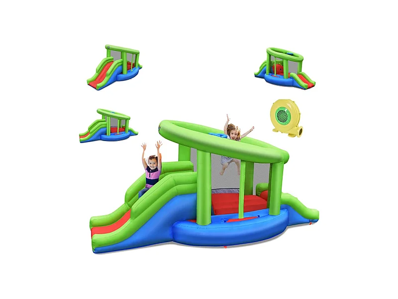 Château gonflable en forme de Escargot avec 2 toboggan, pour 2 enfants de 3-10 ans (avec souffleur 450W)