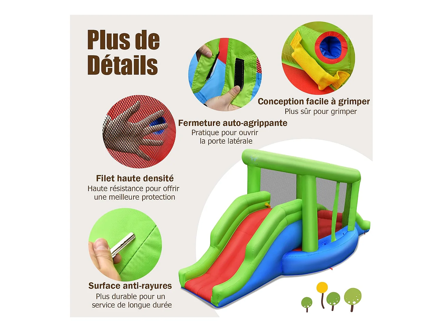 Château gonflable en forme de Escargot avec 2 toboggan, pour 2 enfants de 3-10 ans (avec souffleur 450W)
