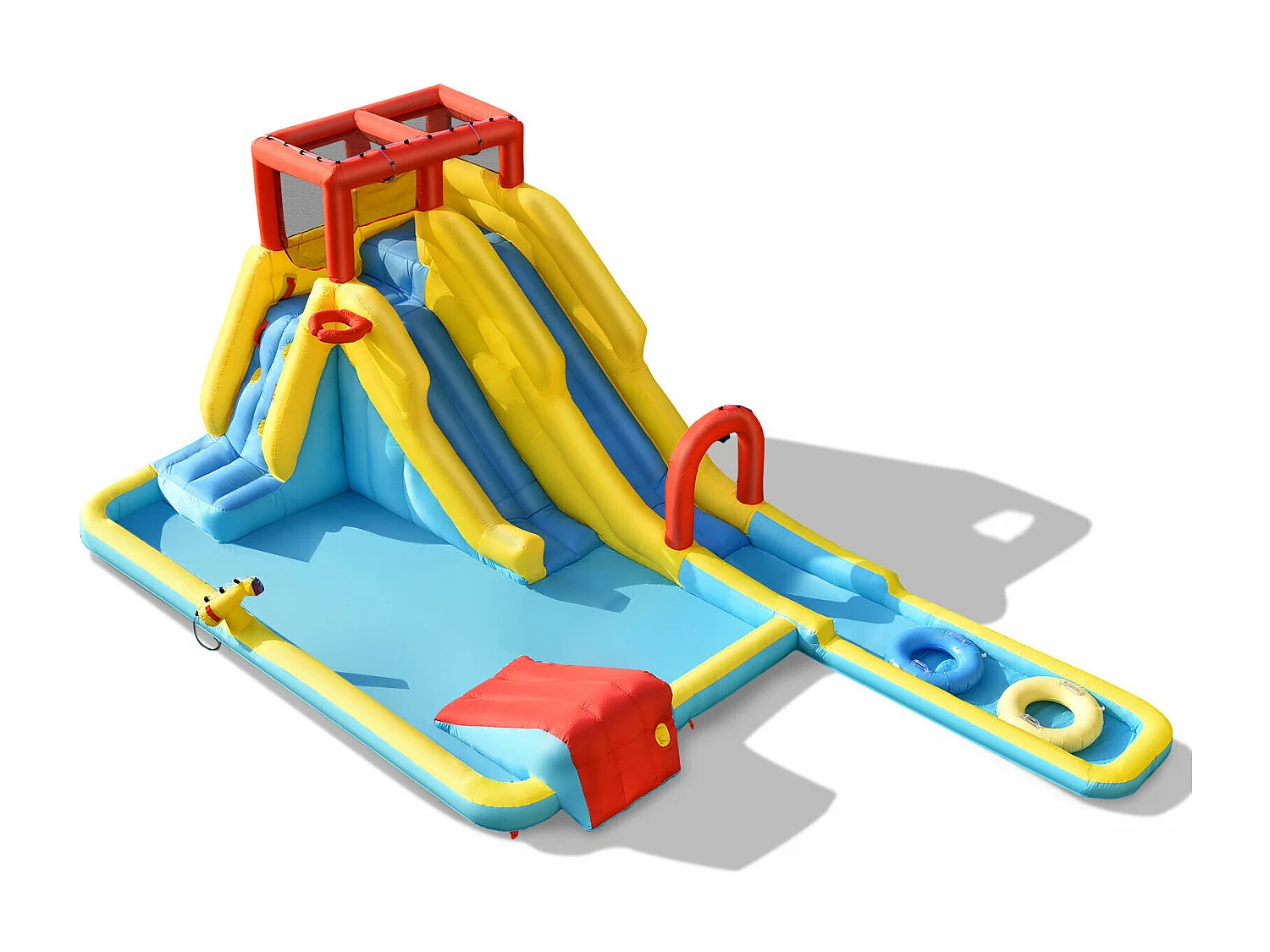 Château gonflable 8 en 1 avec double toboggan aquatique, pour 3 enfants de 3-10 ans(sans souffleur)
