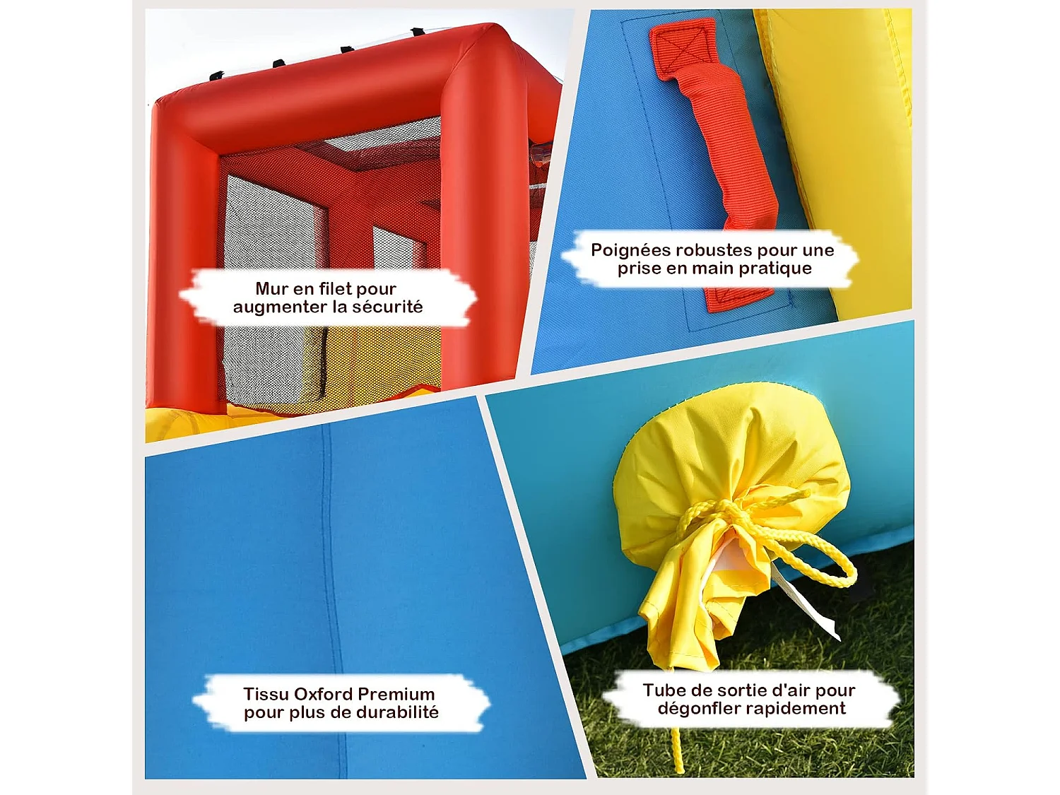 Château gonflable 8 en 1 avec double toboggan aquatique, pour 3 enfants de 3-10 ans(sans souffleur)