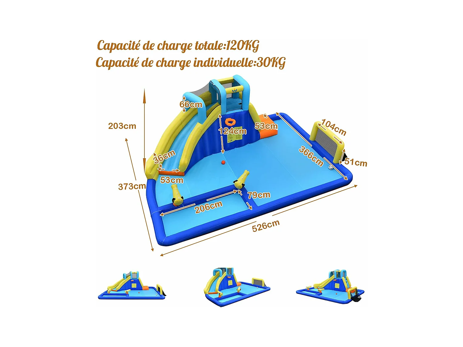 6 en 1 château gonflable aquatique avec piscine et toboggan,pour 3 ans+(avec souffleur 680W)