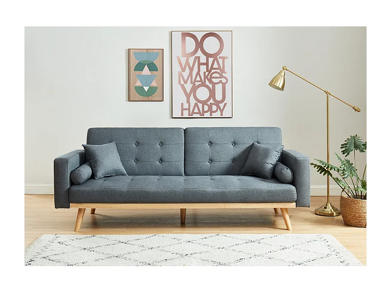 Canapé KELLY en tissu anthracite convertible