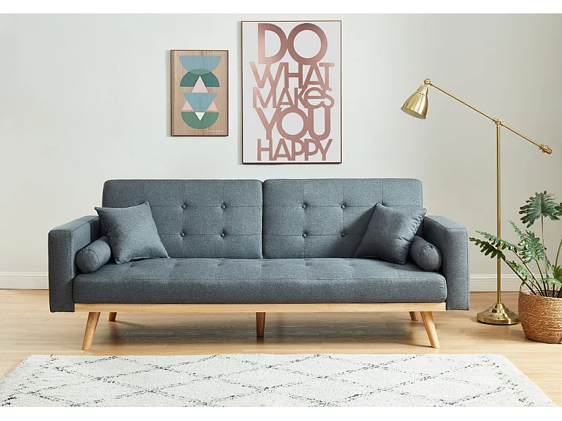 Canapé KELLY en tissu anthracite convertible