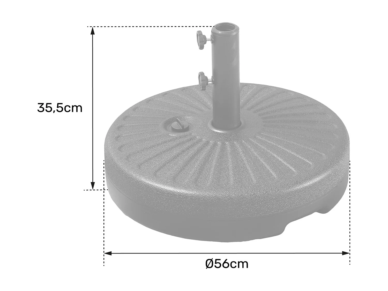 Pied de parasol droit BREST noir - HAPPY GARDEN