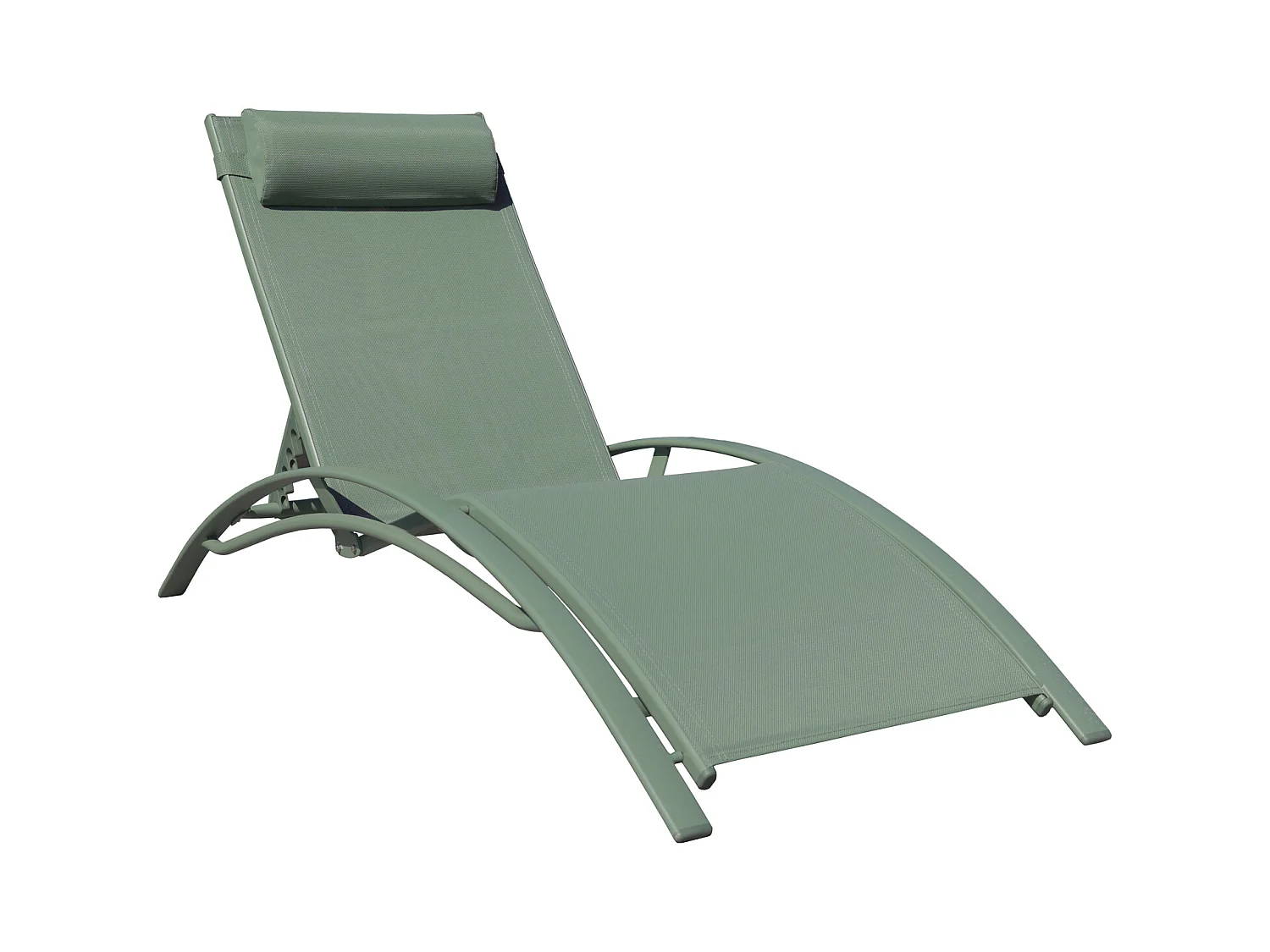 Set van 2 GALAPAGOS ligstoelen in saliegroen textilene - saliegroen aluminium