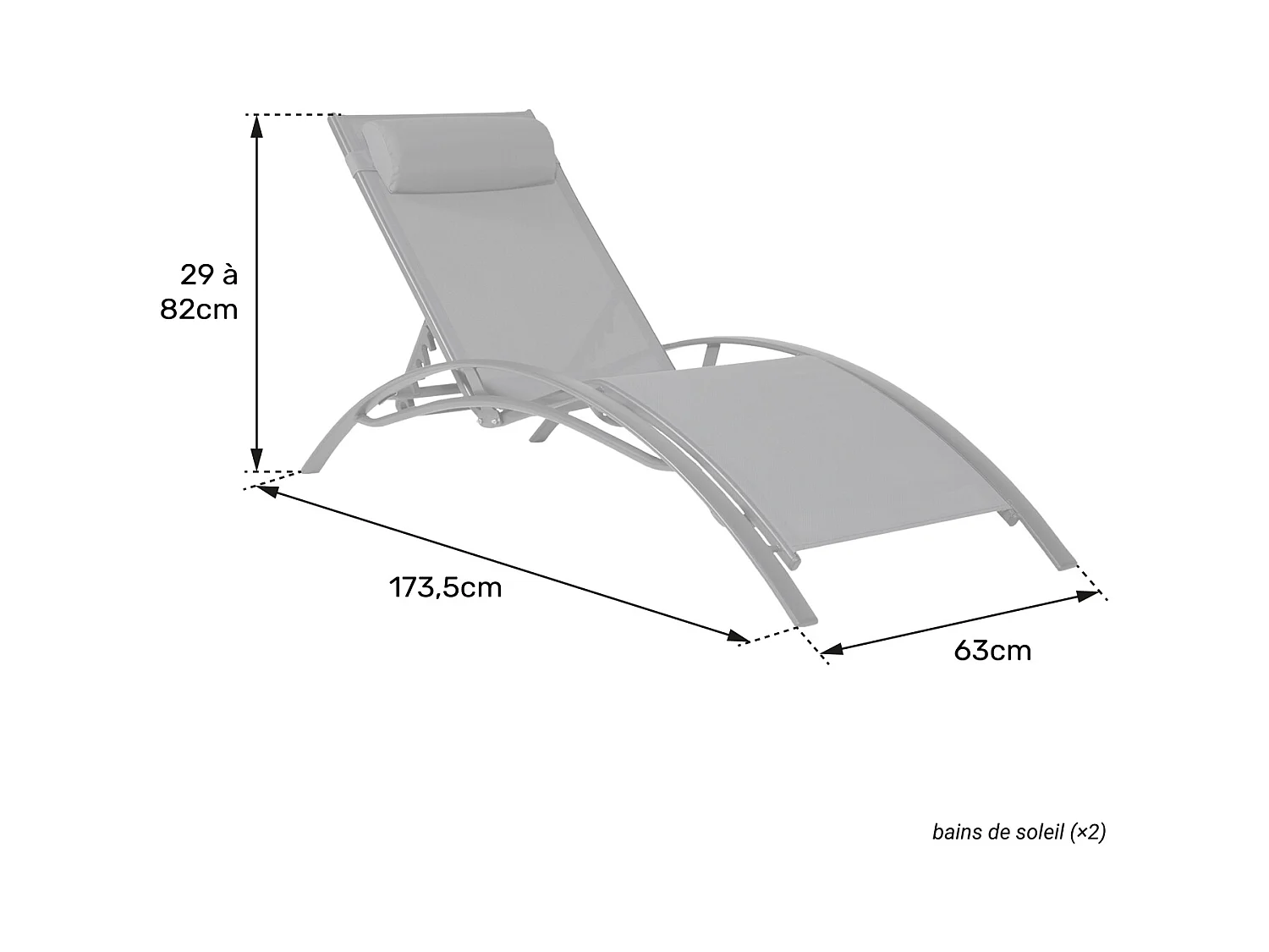 Set van 2 GALAPAGOS ligstoelen in saliegroen textilene - saliegroen aluminium