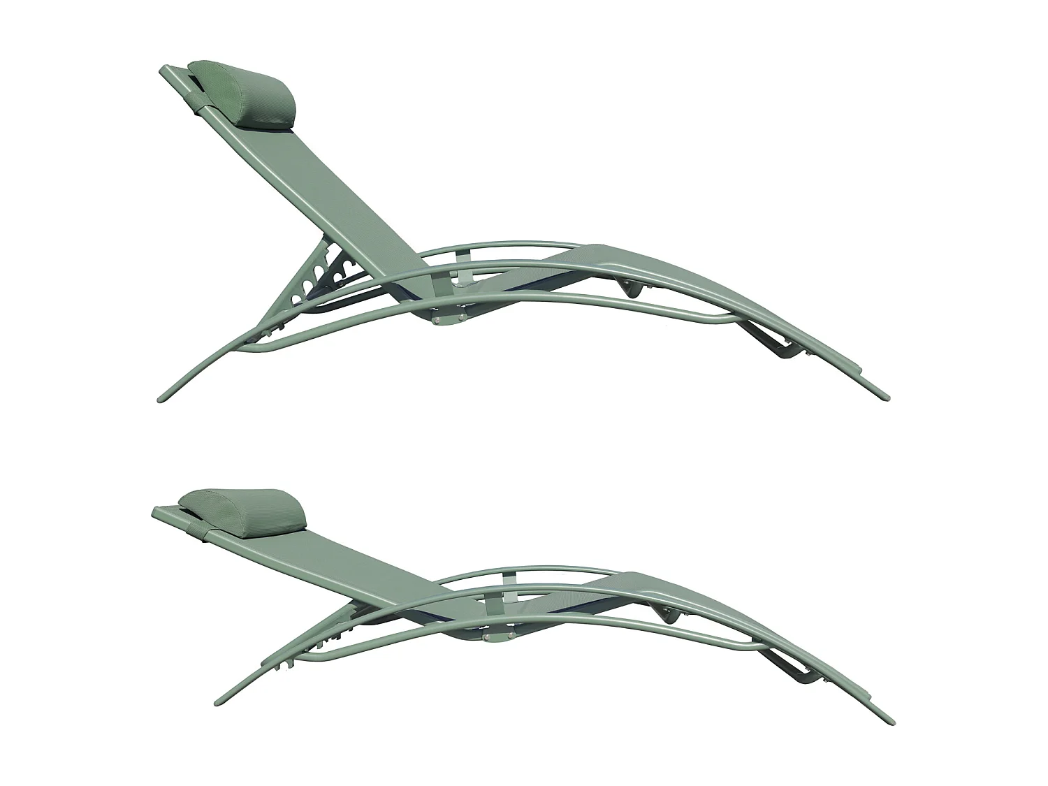 Set di 2 sedie a sdraio GALAPAGOS in textilene verde salvia - alluminio verde salvia - HAPPY GARDEN