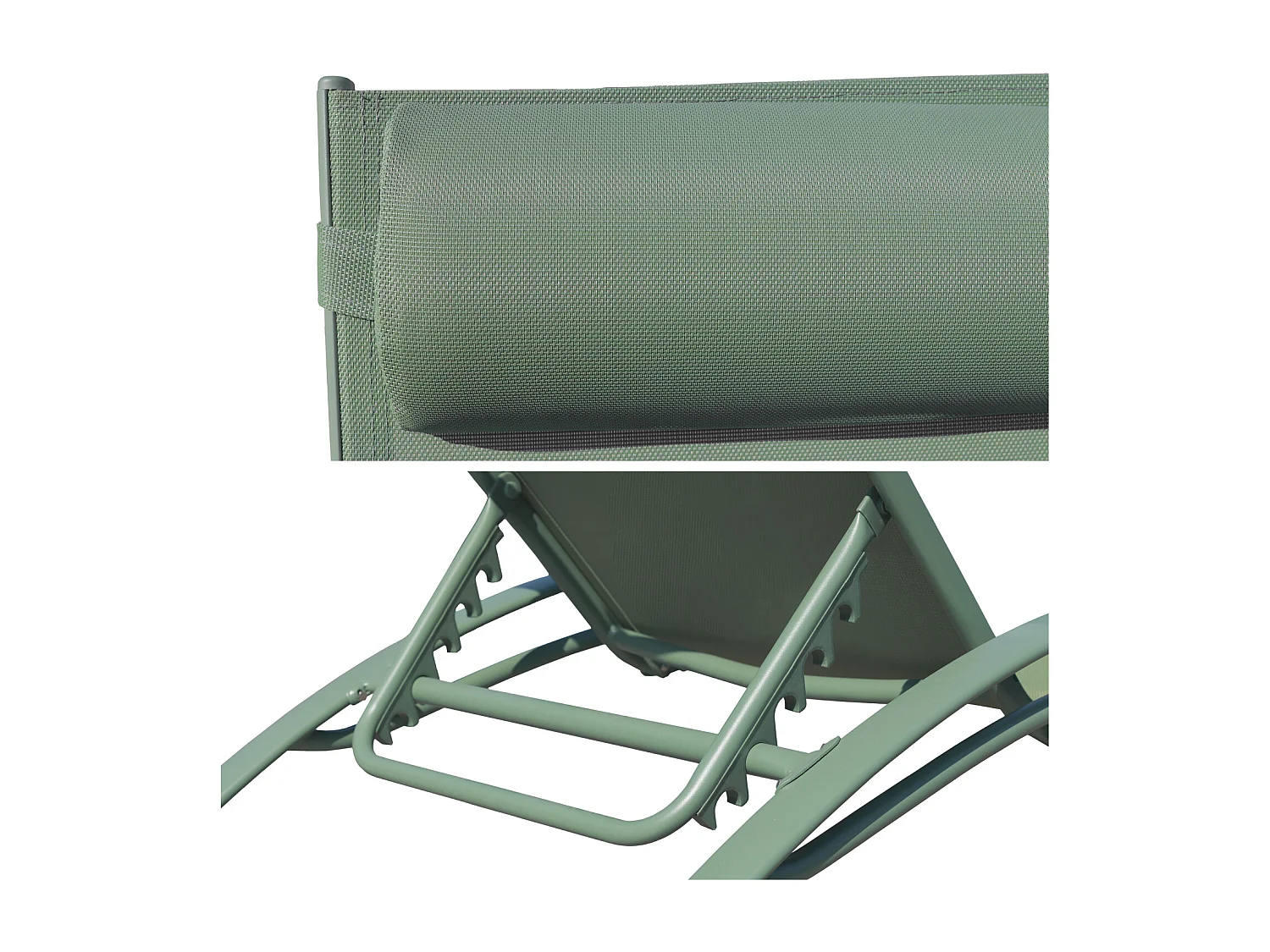 Set di 2 sedie a sdraio GALAPAGOS in textilene verde salvia - alluminio verde salvia - HAPPY GARDEN