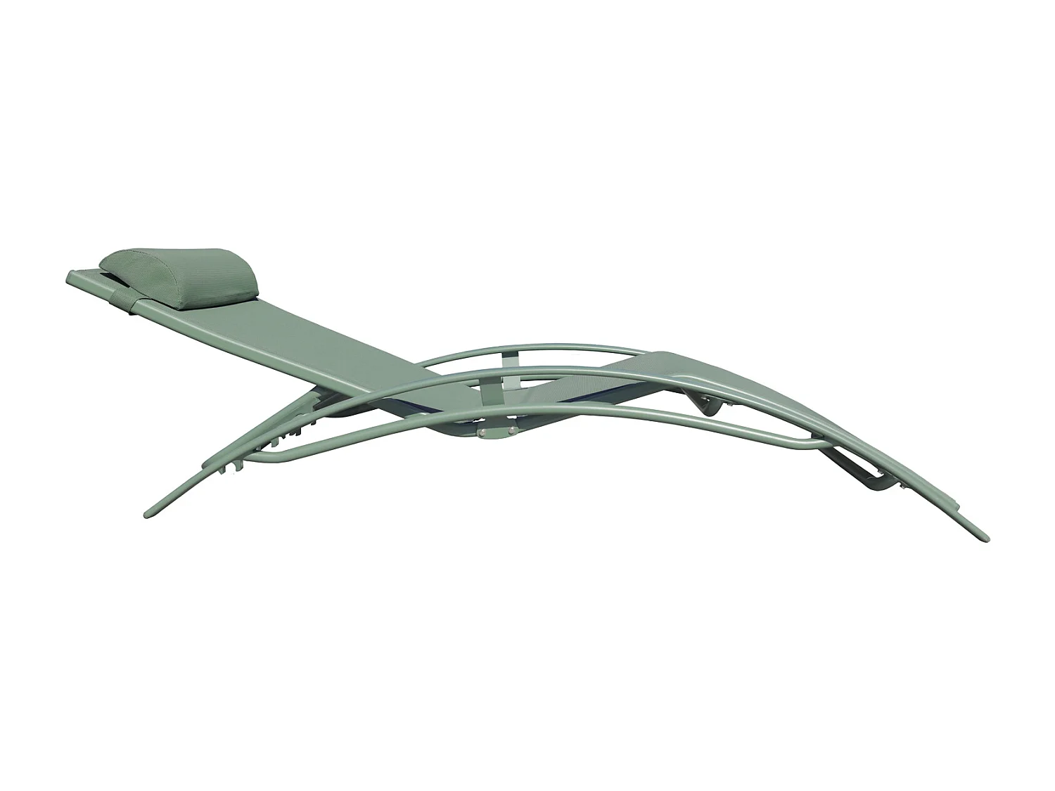 Lot de 2 transats GALAPAGOS en textilène vert sauge - aluminium vert sauge - HAPPY GARDEN