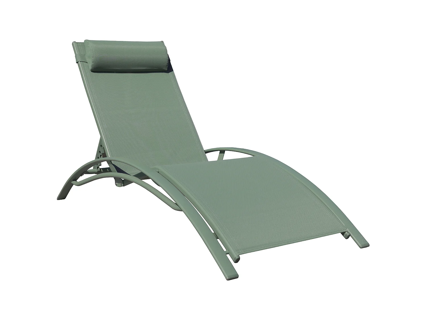 Set van 2 GALAPAGOS ligstoelen in saliegroen textilene - saliegroen aluminium