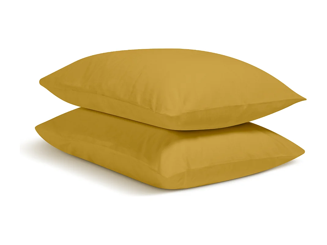Taie d'oreiller 100% Percale de coton - Moutarde - 50x75cm