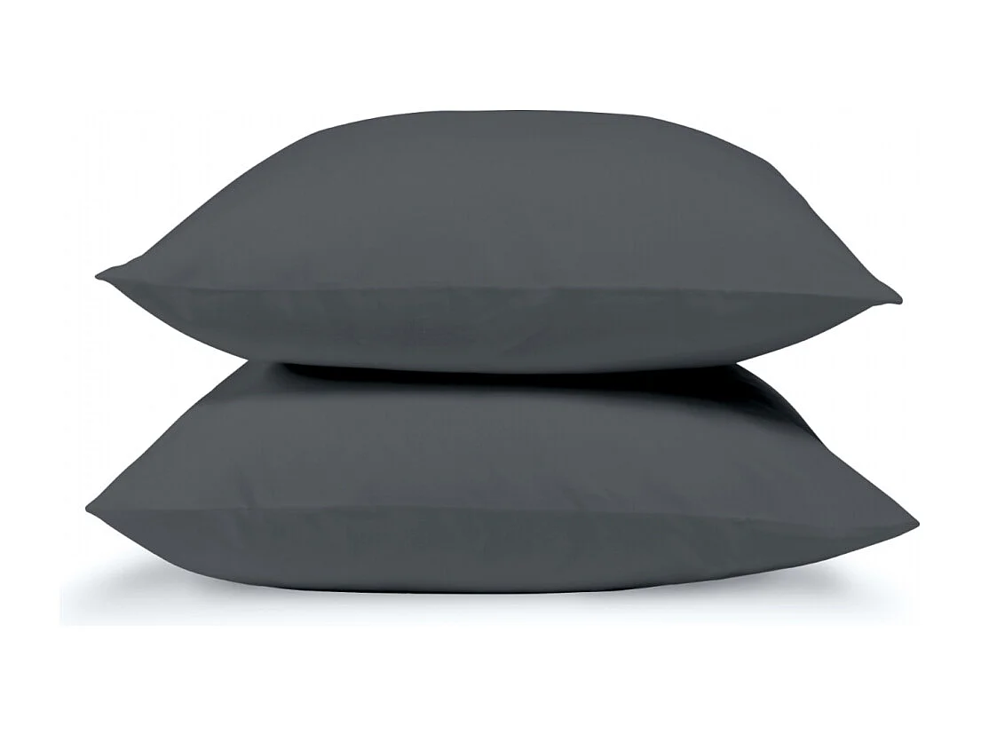 Taie d'oreiller 100% Percale de coton - Anthracite - 65x65cm
