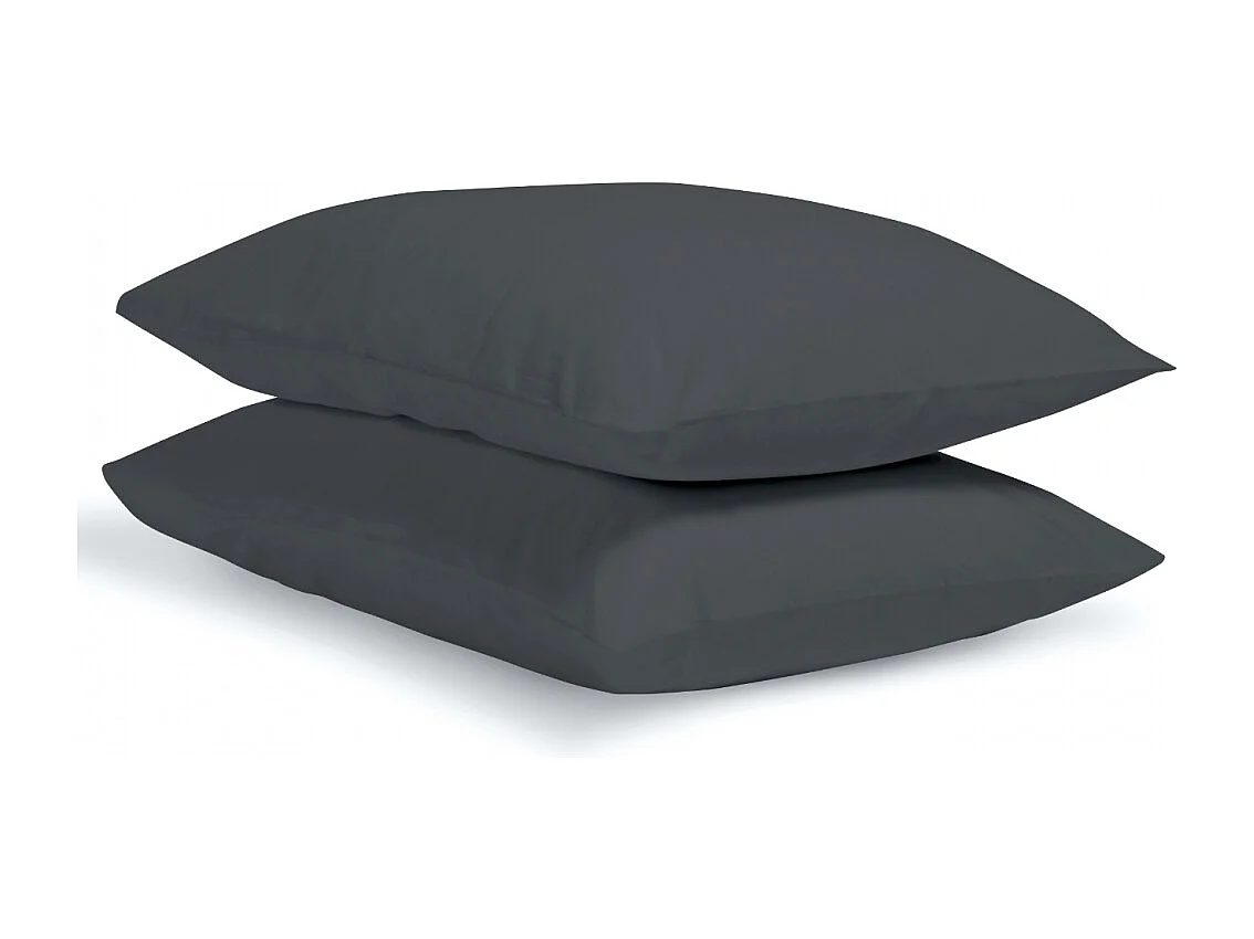 Taie d'oreiller 100% Percale de coton - Anthracite - 50x75cm