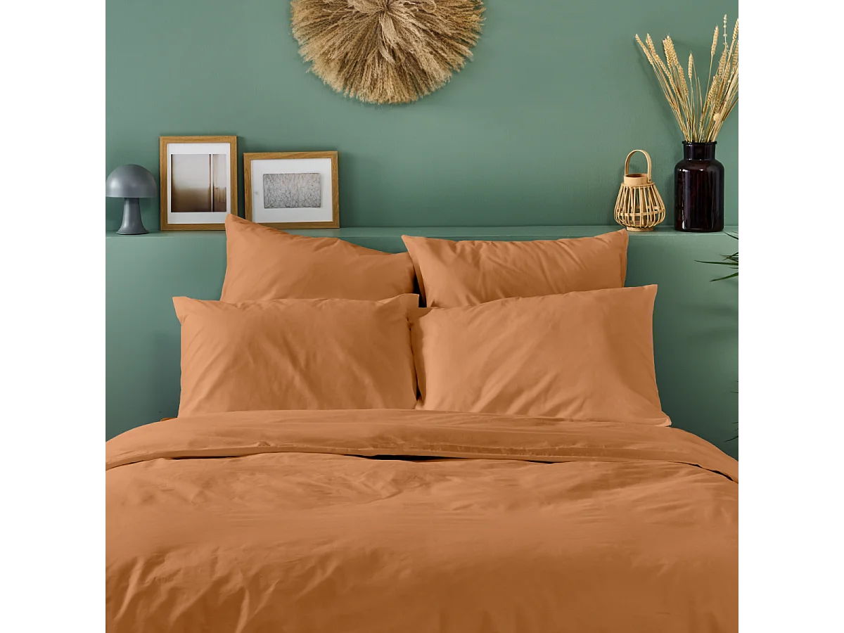 Taie d'oreiller 100% Percale de coton - Terracotta - 50x75cm