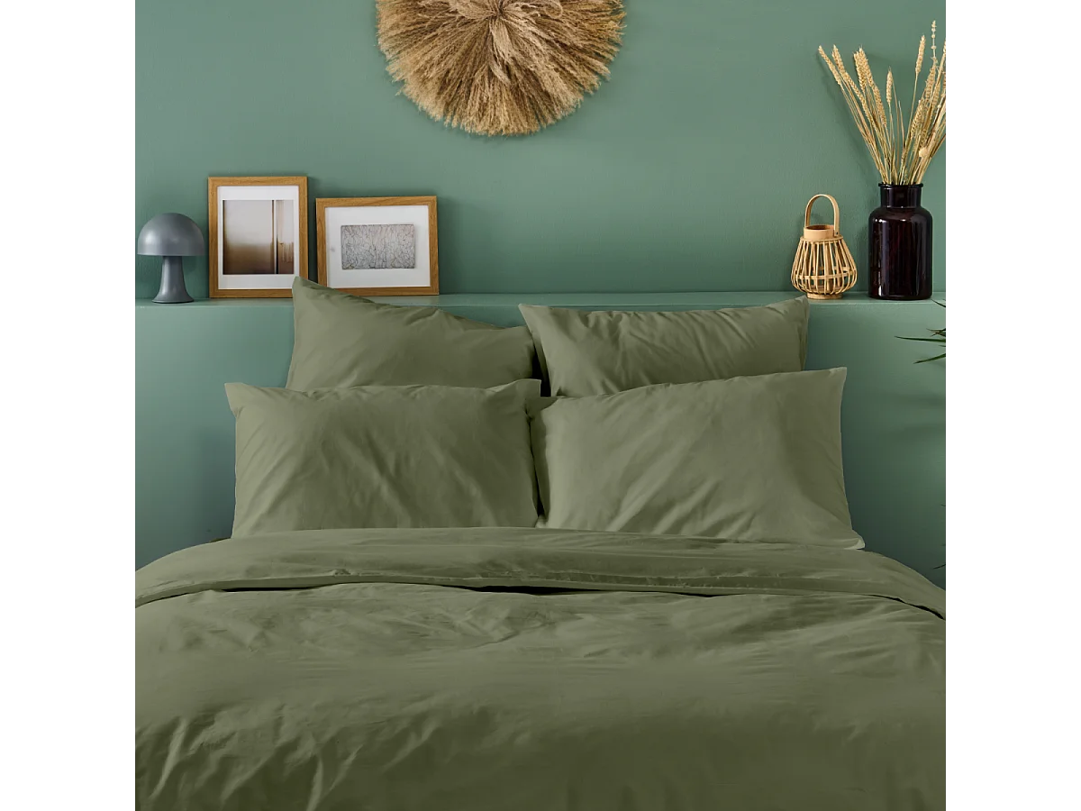 Taie d'oreiller 100% Percale de coton - Kaki - 65x65cm