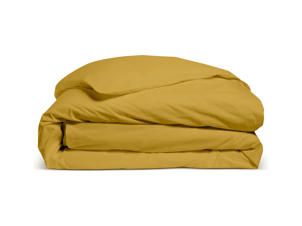Housse de couette unie 100% Percale de coton - Moutarde - 240x260cm