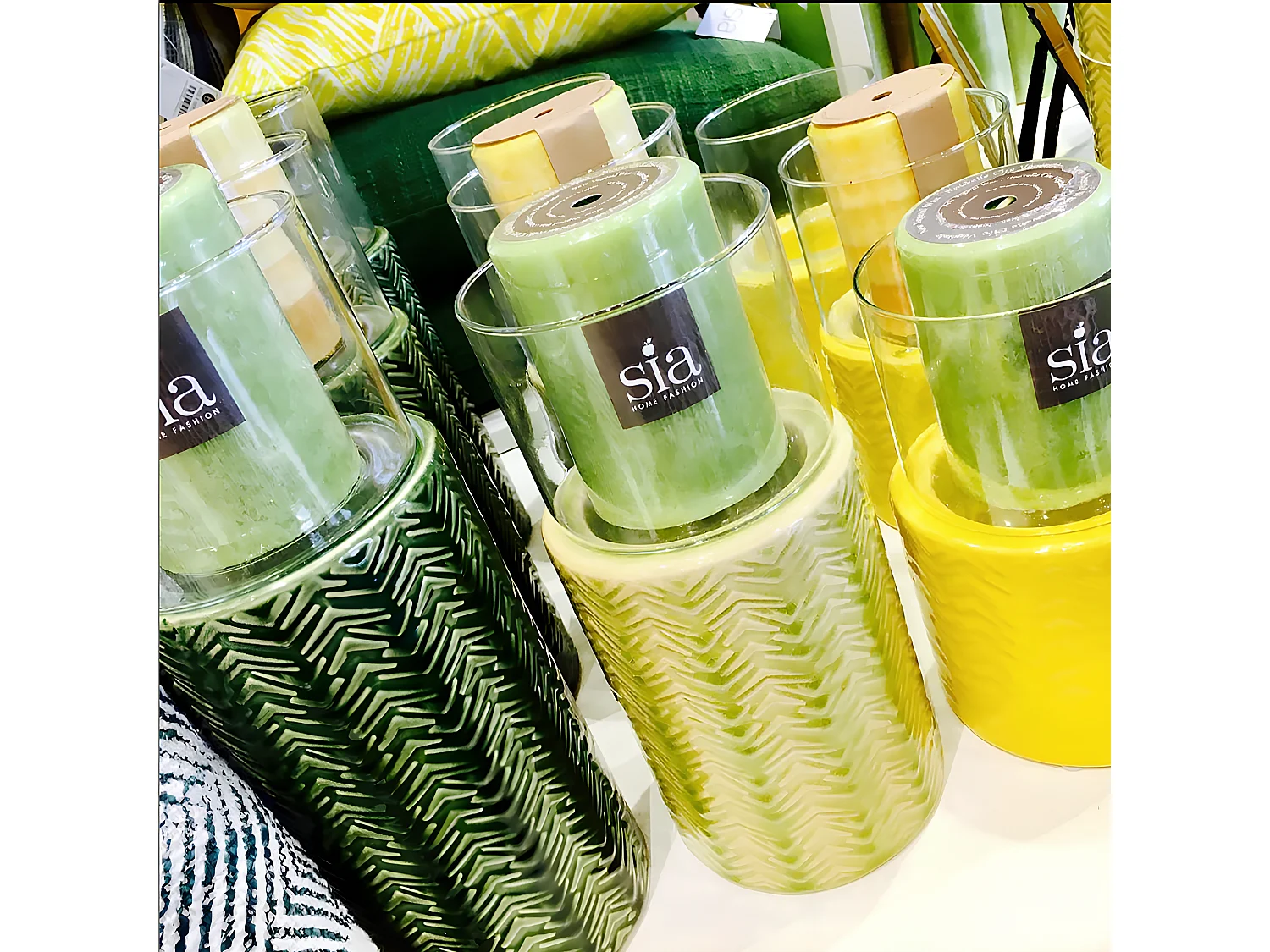 Porte-bougie Totem Moyen Format - Vert / 24 cm