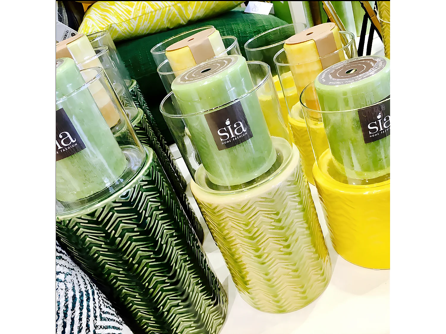 Porte-bougie Totem Moyen Format - Vert / 24 cm