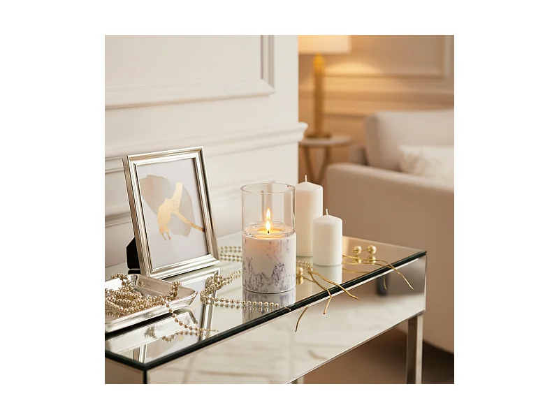 Porte-Bougie en Effet Marbre Petit Format - Blanc