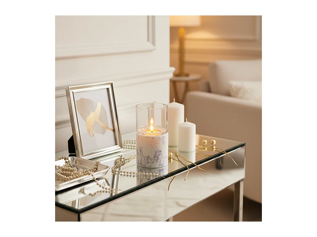 Porte-Bougie en Effet Marbre Petit Format - Blanc
